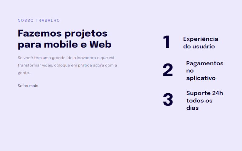 Página de apresentação de desenvolvedor web